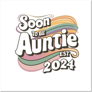 Soon To Be Auntie Est 2024 Retro Vintage Posters and Art